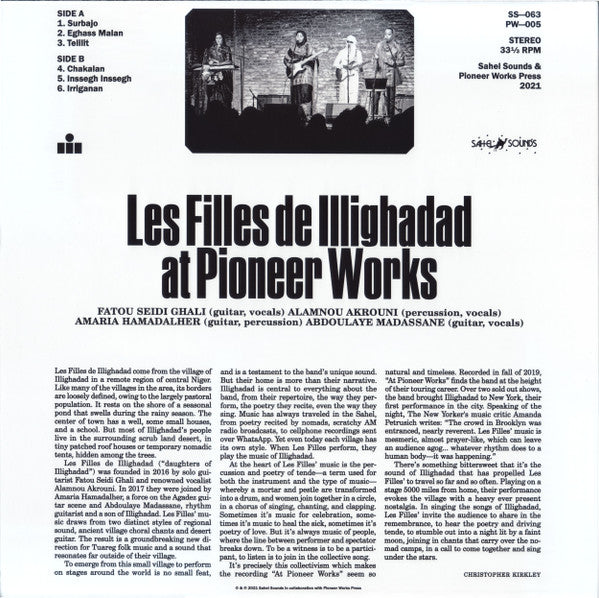 Les Filles de Illighadad At Pioneer Works Sahel Sounds, Pioneer Works Press  LP, Album Mint (M) Mint (M)